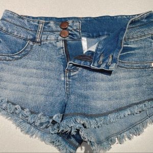 High waisted jean shorts